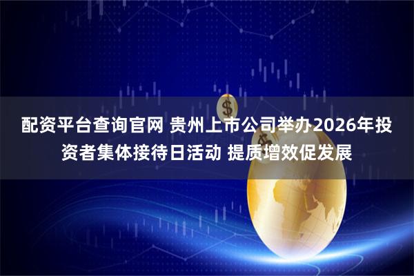 配资平台查询官网 贵州上市公司举办2026年投资者集体接待日活动 提质增效促发展